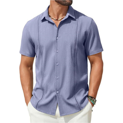 This Week's Special Price💥Men's Cuban Guayabera Shirt Short Sleeve V-Neck