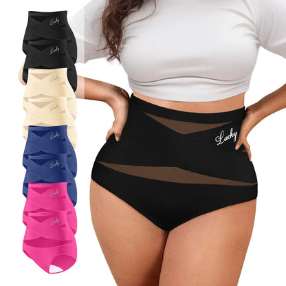 Plus-Size High-Waist Cross Tummy Control Panties