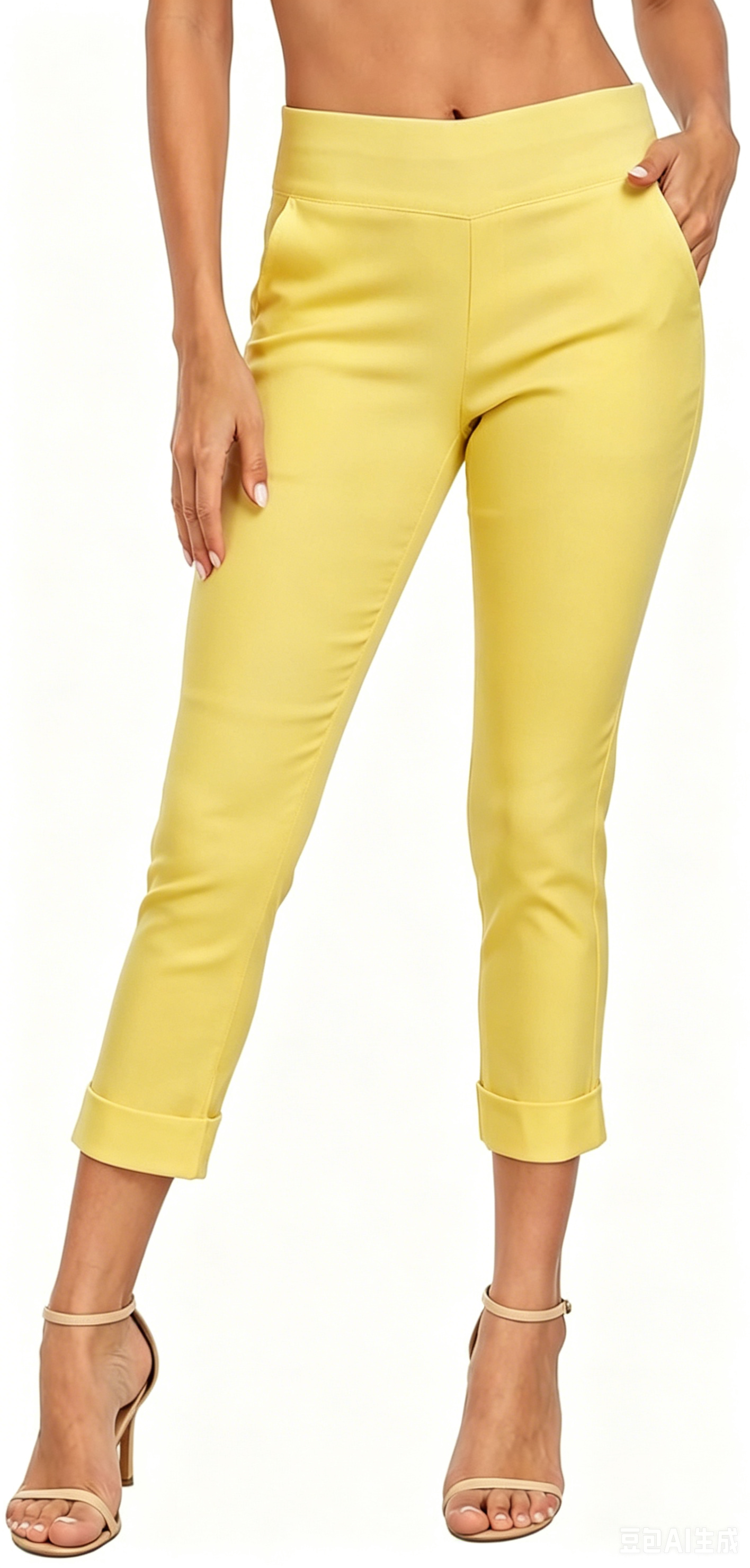 Women’s Capri Pants with Pockets Dressy Casual Stretch Trouser Straight Leg