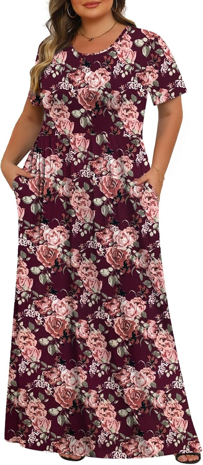 Women's Plus Size Maxi Dresses for Curvy Women Casual Long Dress