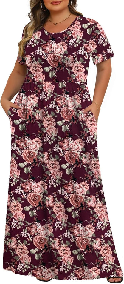 Women's Plus Size Maxi Dresses for Curvy Women Casual Long Dress