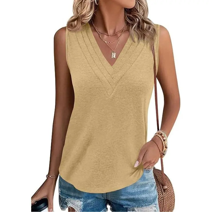 Last day🔥🔥Women V Neck Tank Tops Dressy Casual Summer Loose Fit Sleeveless Shirts