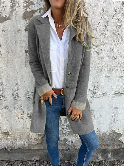 Last Chance 70% OFF-  Women's lapel long-sleeved faux fur long coat