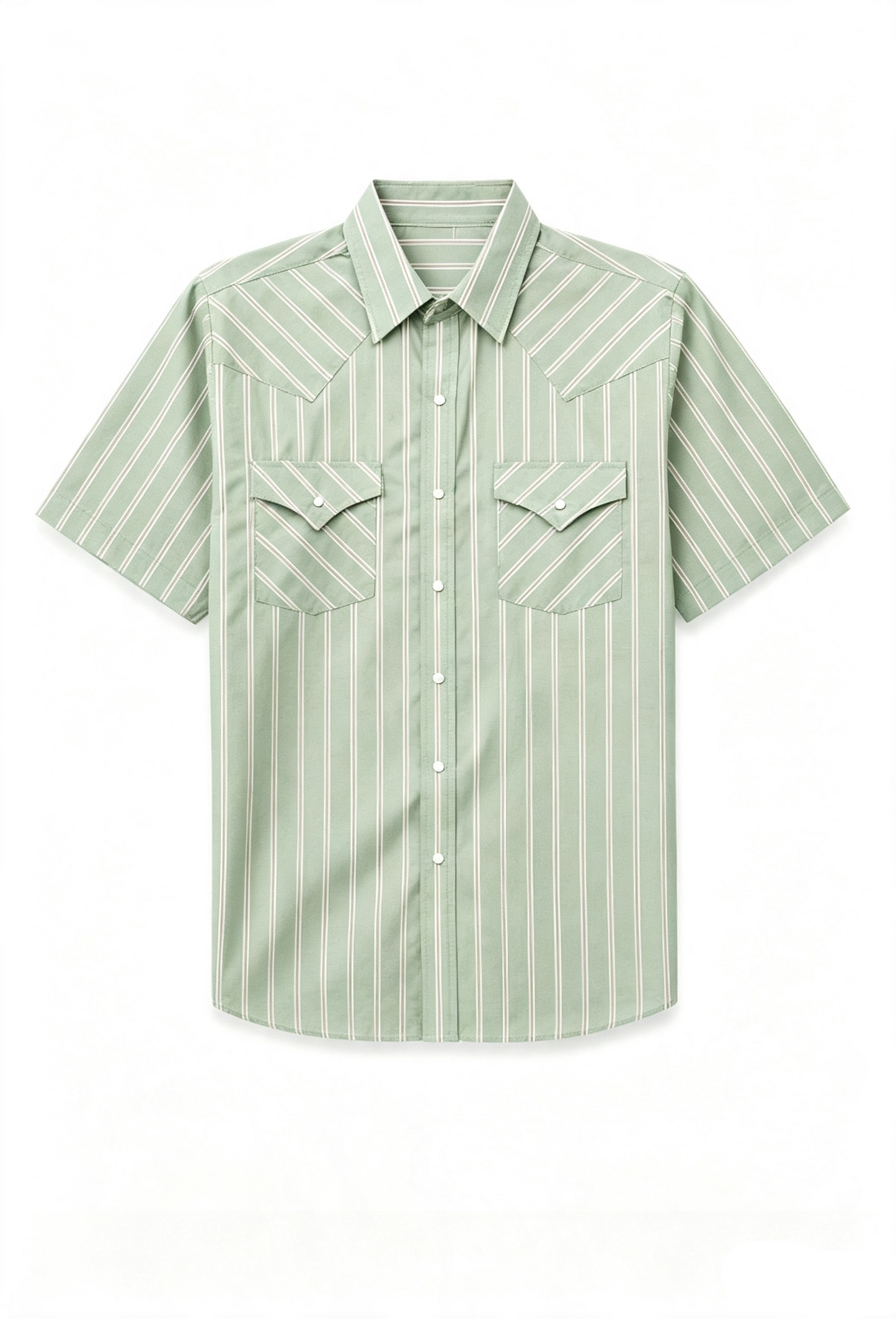 Men's Western Stripe Snap Shirt with Pocket - Short Sleeve Casual Cowboy Shirt