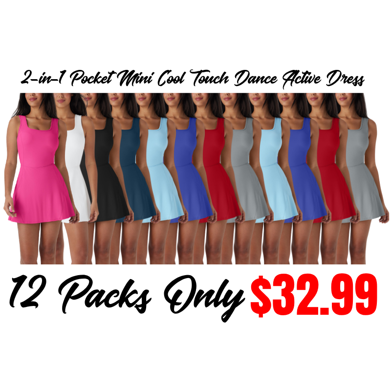 U Neck 2-in-1 Pocket Mini Cool Touch Dance Active Dress