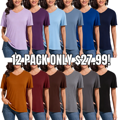 1/3 Pack Women's Plus Size Short/Long Sleeve T-Shirts