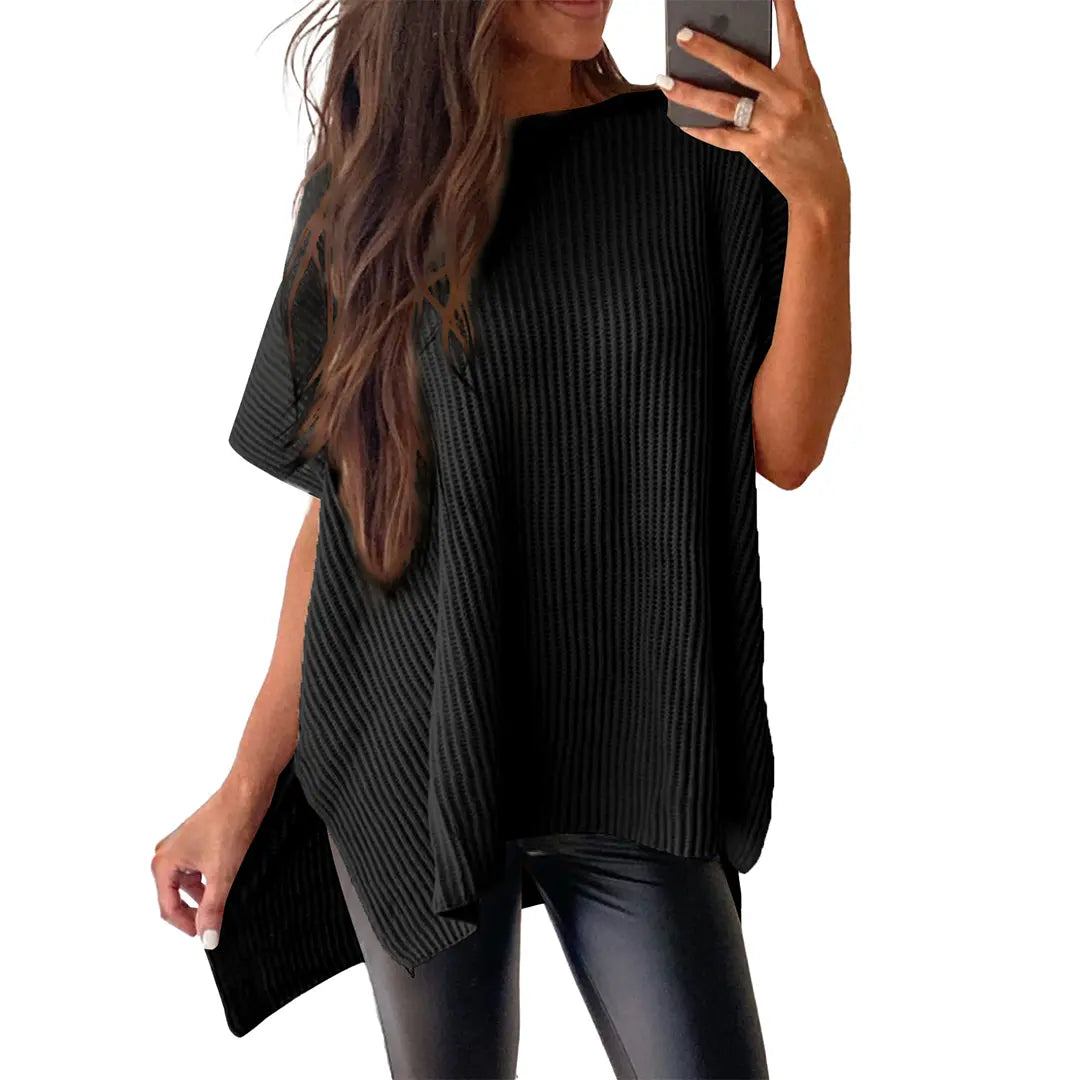 Summer Oversized Cozy Ribbed Knit Top