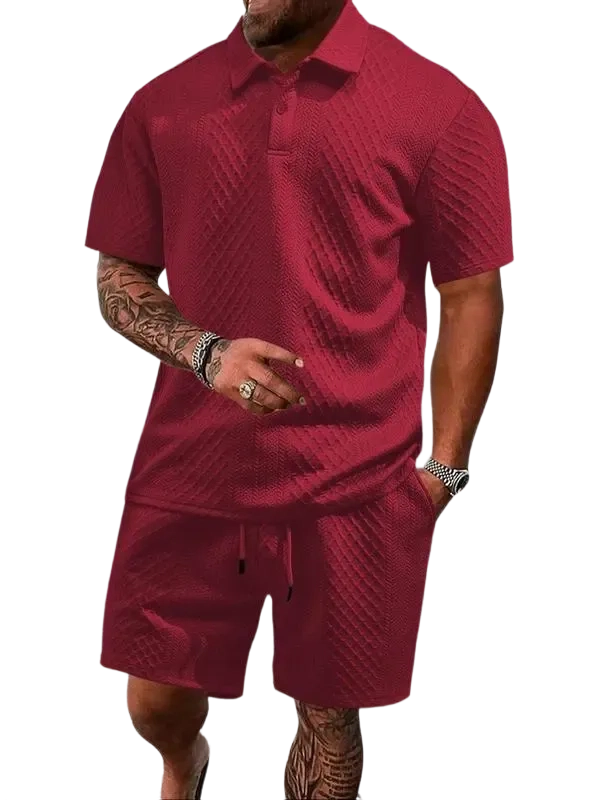 🔥Casual Summer Textured Polo Set