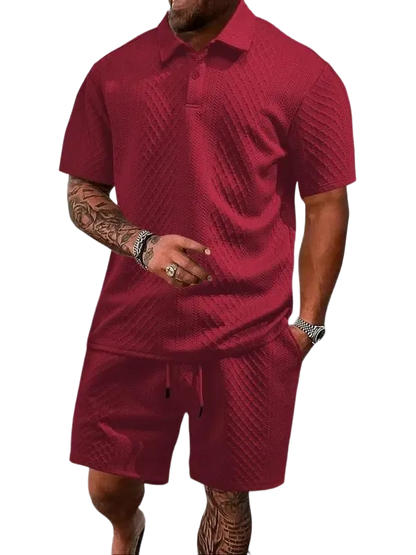 🔥Casual Summer Textured Polo Set