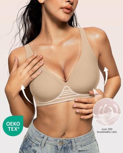 Wireless Polka Dots Deep V Seamless Bras