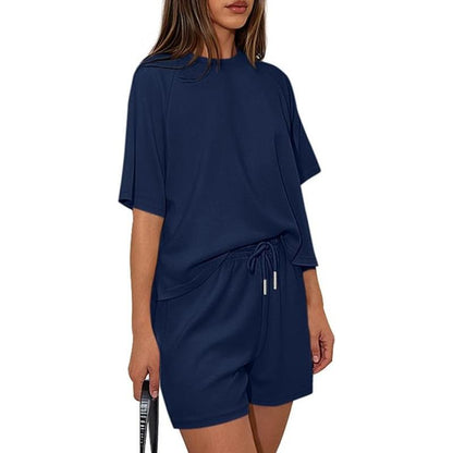 Women‘s Lounge Sets Short Sleeve Shirts Workout Tops Shorts Matching Clothing Summer Vacation Outfits