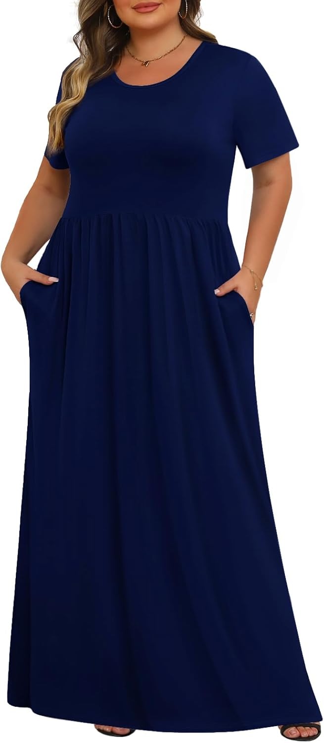 Women's Plus Size Maxi Dresses for Curvy Women Casual Long Dress