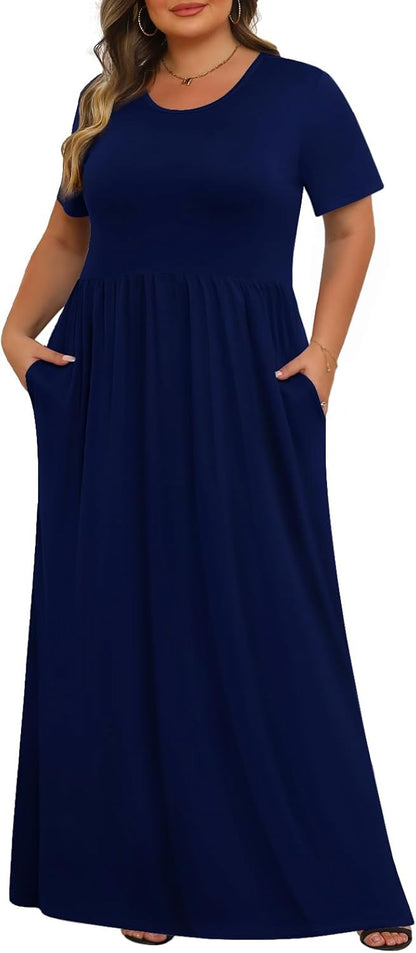 Women's Plus Size Maxi Dresses for Curvy Women Casual Long Dress