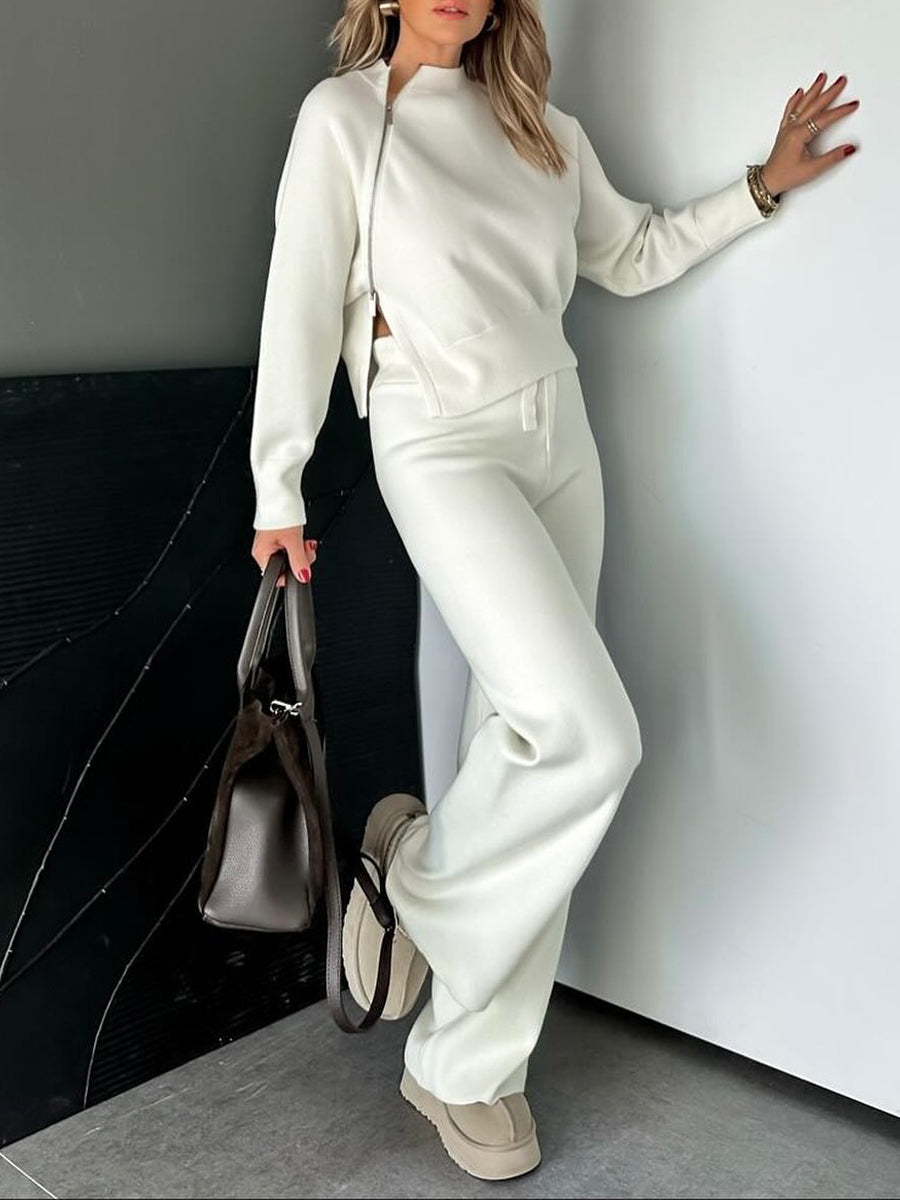 Women'S Sports Knit Side Slit Top & Pants Set