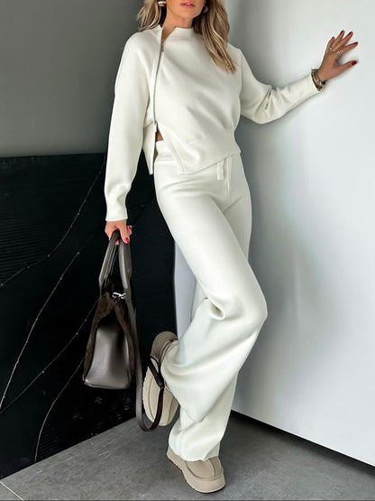 Women'S Sports Knit Side Slit Top & Pants Set