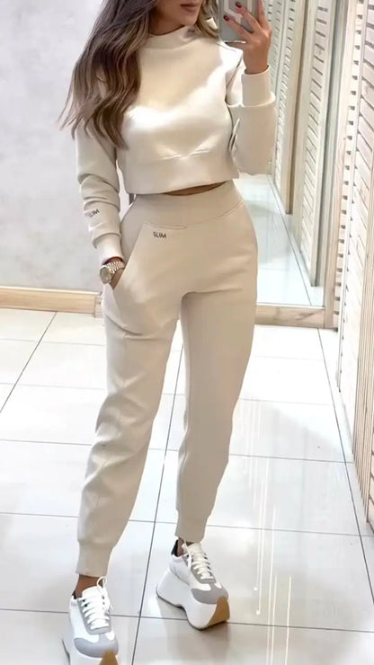 💘 Valentine’s Day Sale 💘Women's High Collar Long Sleeve Autumn and Winter Casual Sweater Suit