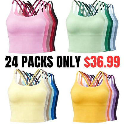 Sporty Women's Plain Criss Cross Sports Bra