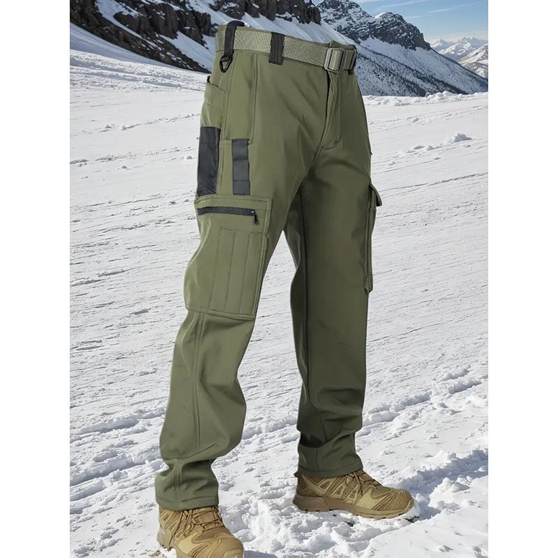 Men's Tactical Sport Pants, Multi-Pocket Windproof and Warm Fleece Pants