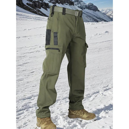 Men's Tactical Sport Pants, Multi-Pocket Windproof and Warm Fleece Pants