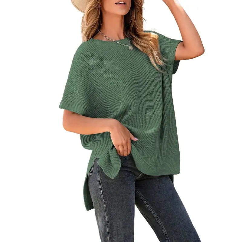 Summer Oversized Cozy Ribbed Knit Top