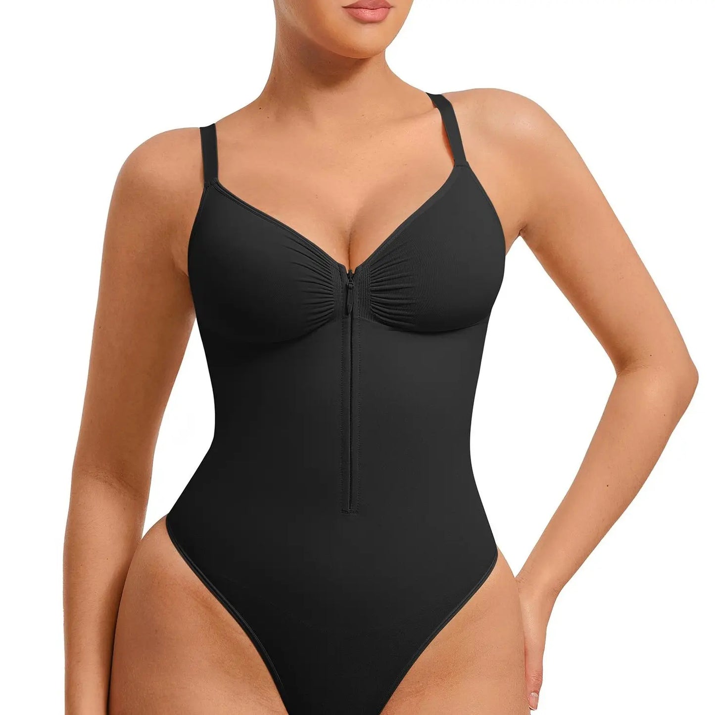 Seamless Covered Bust Jumpsuit Thong Bodysuit