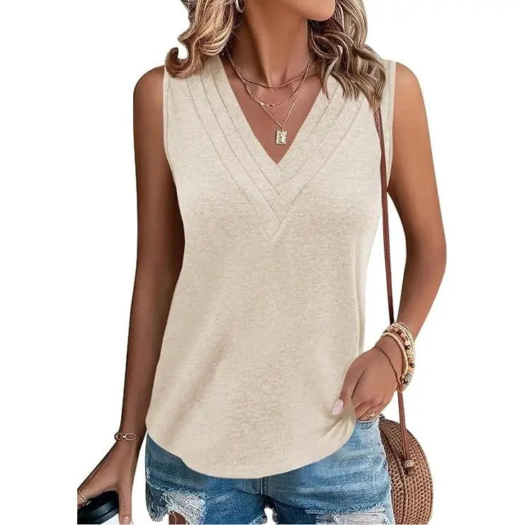 Last day🔥🔥Women V Neck Tank Tops Dressy Casual Summer Loose Fit Sleeveless Shirts