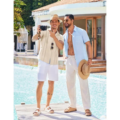 This Week's Special Price💥Men's Cuban Guayabera Shirt Short Sleeve V-Neck