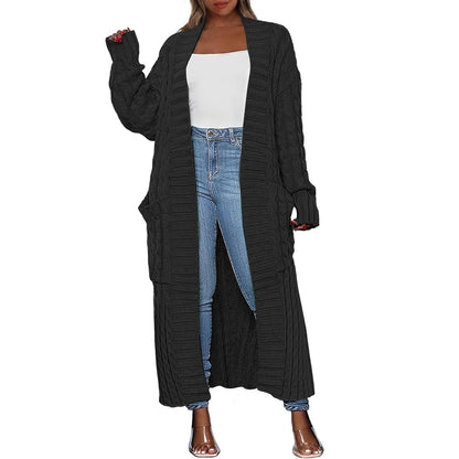 LBF-Women's Long Cardigan 2025 Oversized Coat Long Sleeve Open Cardigan Knitted Extra