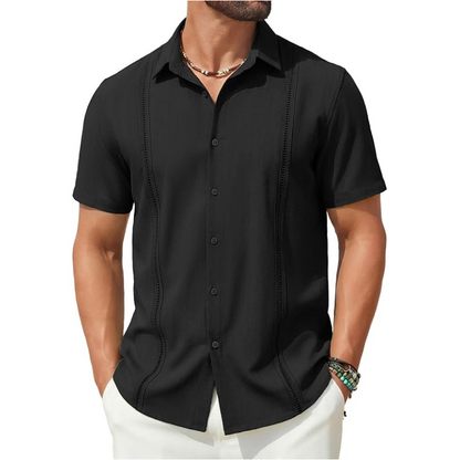 This Week's Special Price💥Men's Cuban Guayabera Shirt Short Sleeve V-Neck