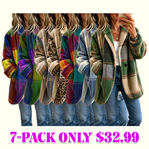 Vibrant Plaid Fuzzy Fleece Jacket