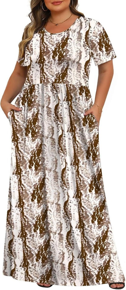 Women's Plus Size Maxi Dresses for Curvy Women Casual Long Dress