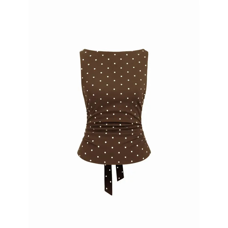 Women's Vintage Polka Dot Open Back Tank Top