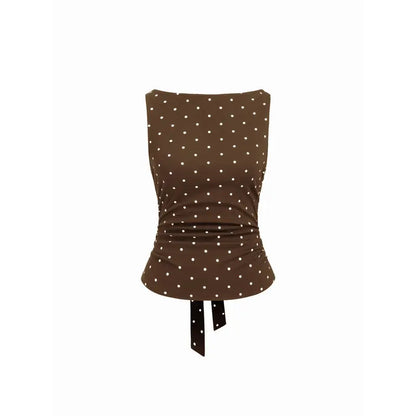 Women's Vintage Polka Dot Open Back Tank Top