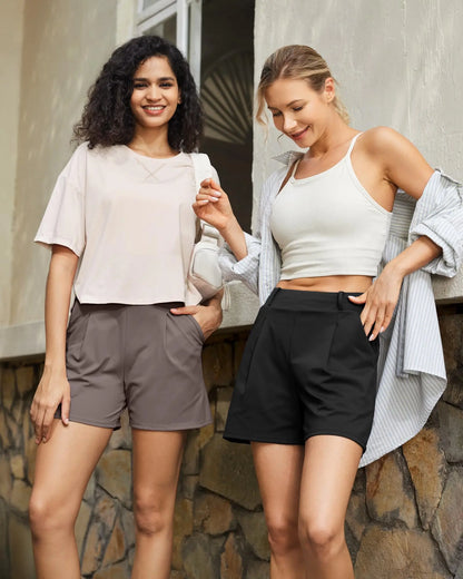 Women's Trendy High Waisted Casual Summer Shorts with Pockets