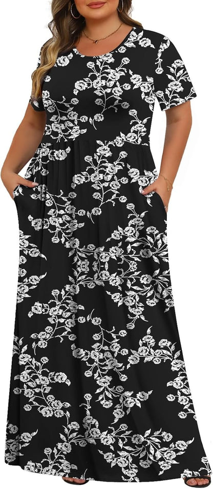 Women's Plus Size Maxi Dresses for Curvy Women Casual Long Dress