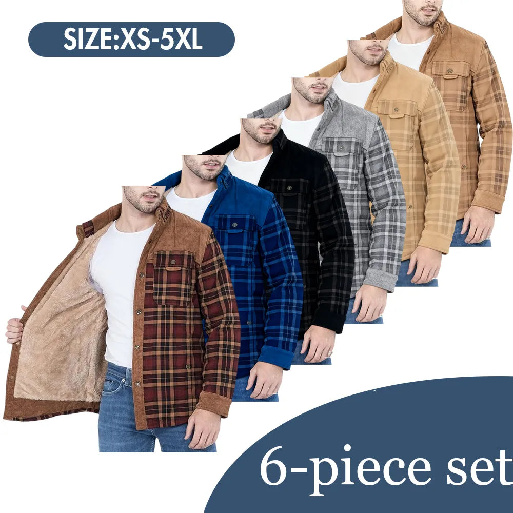 Men's Plaid Flannel Autumn and Winter Warm Jacket
