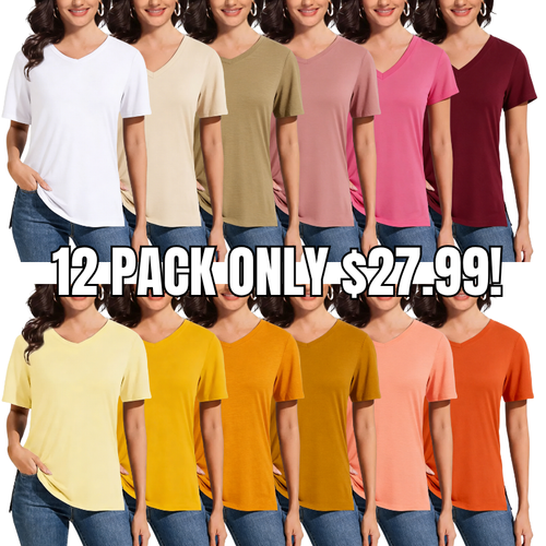 1/3 Pack Women's Plus Size Short/Long Sleeve T-Shirts