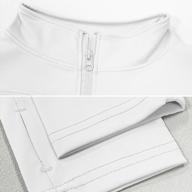 Womens Full Zip Long Sleeved Sports Jacket Slim Fit Quick Dry Stretch Fabric with Thumb Holes for Running Yoga Gym Workout Outfits Activewear