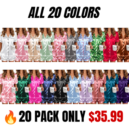 🔥Women's Silk Pajamas for Women Short Sleeve Button Down Sleepwear
