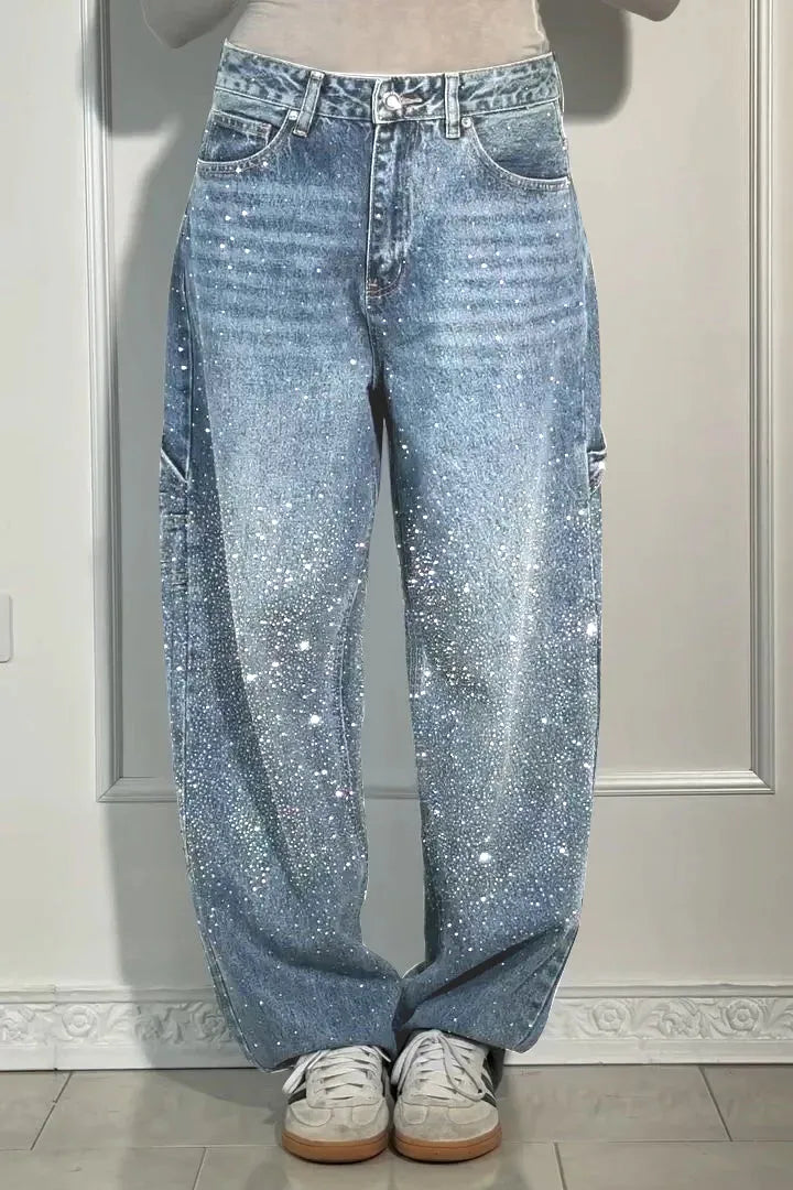 ⏰Final 2-Hour Clearance🔥Women's Casual Rhinestone Loose Harem Jeans