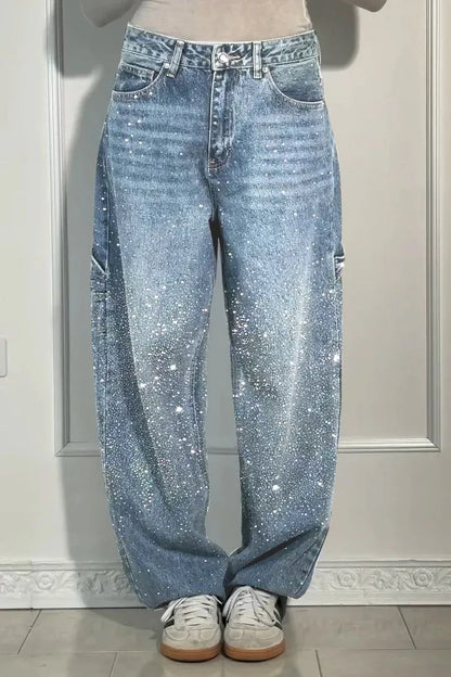 ⏰Final 2-Hour Clearance🔥Women's Casual Rhinestone Loose Harem Jeans