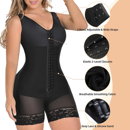 Women Full Tummy Control Hook Closure Butt Lifter Shapewear