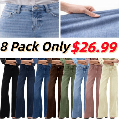 Mid-Rise High-Stretch Relaxed Wide-Leg All-Season Casual Jeans