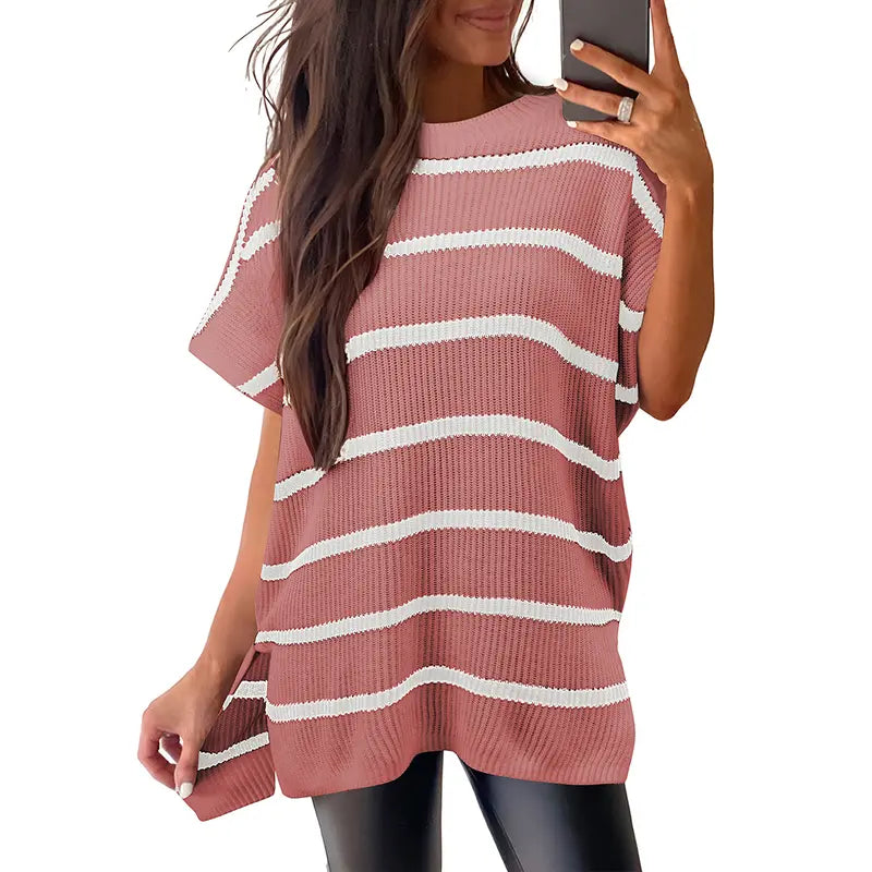 Summer Oversized Cozy Ribbed Knit Top