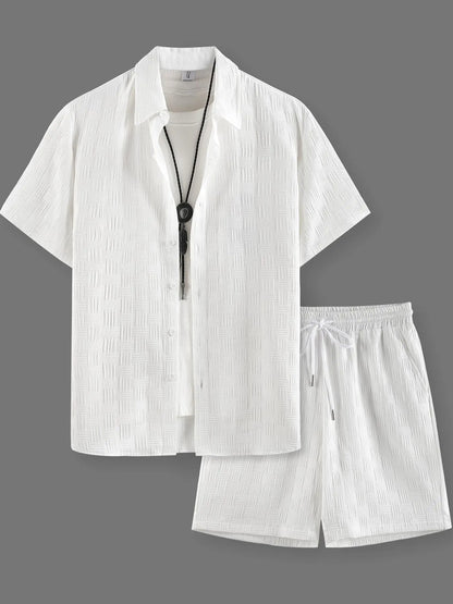 Men's Summer Beach Short Sleeve Two-piece Set