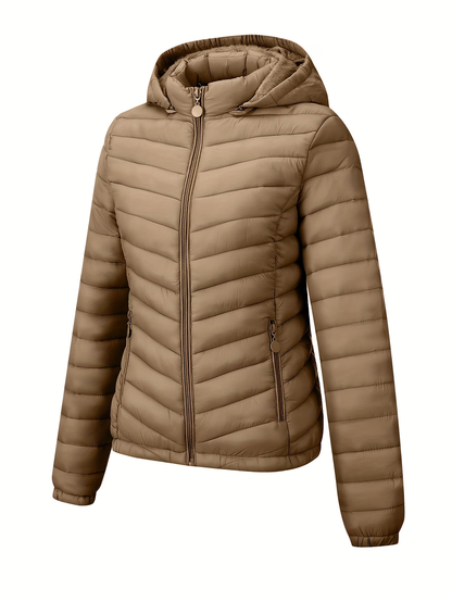 Women's Hooded Padded Coat - Fashion Simple Versatile Lightweight Pockets for Autumn Winter Commuter