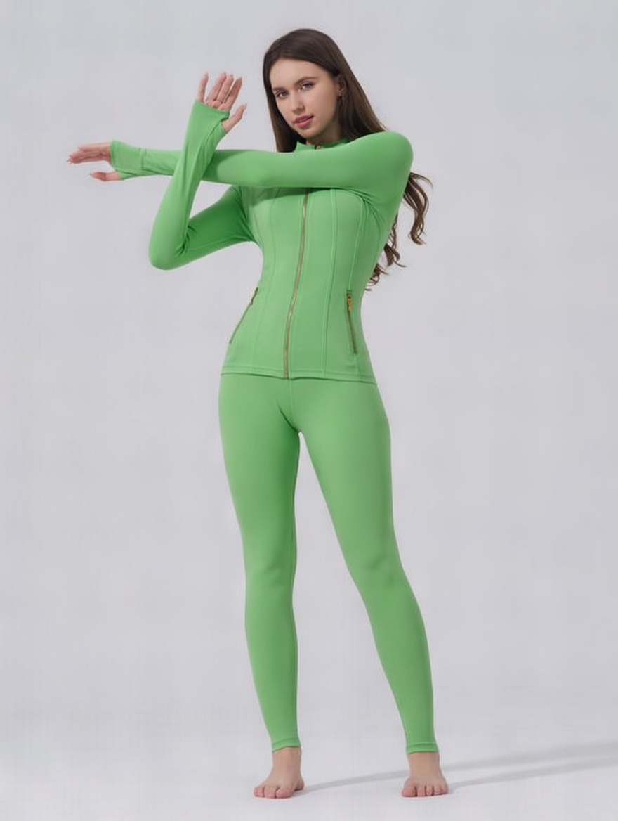 Women's Solid Criss Cross Crop Tank Top & High Waist Leggings & Zip Up Crop Jacket Tracksuit Set