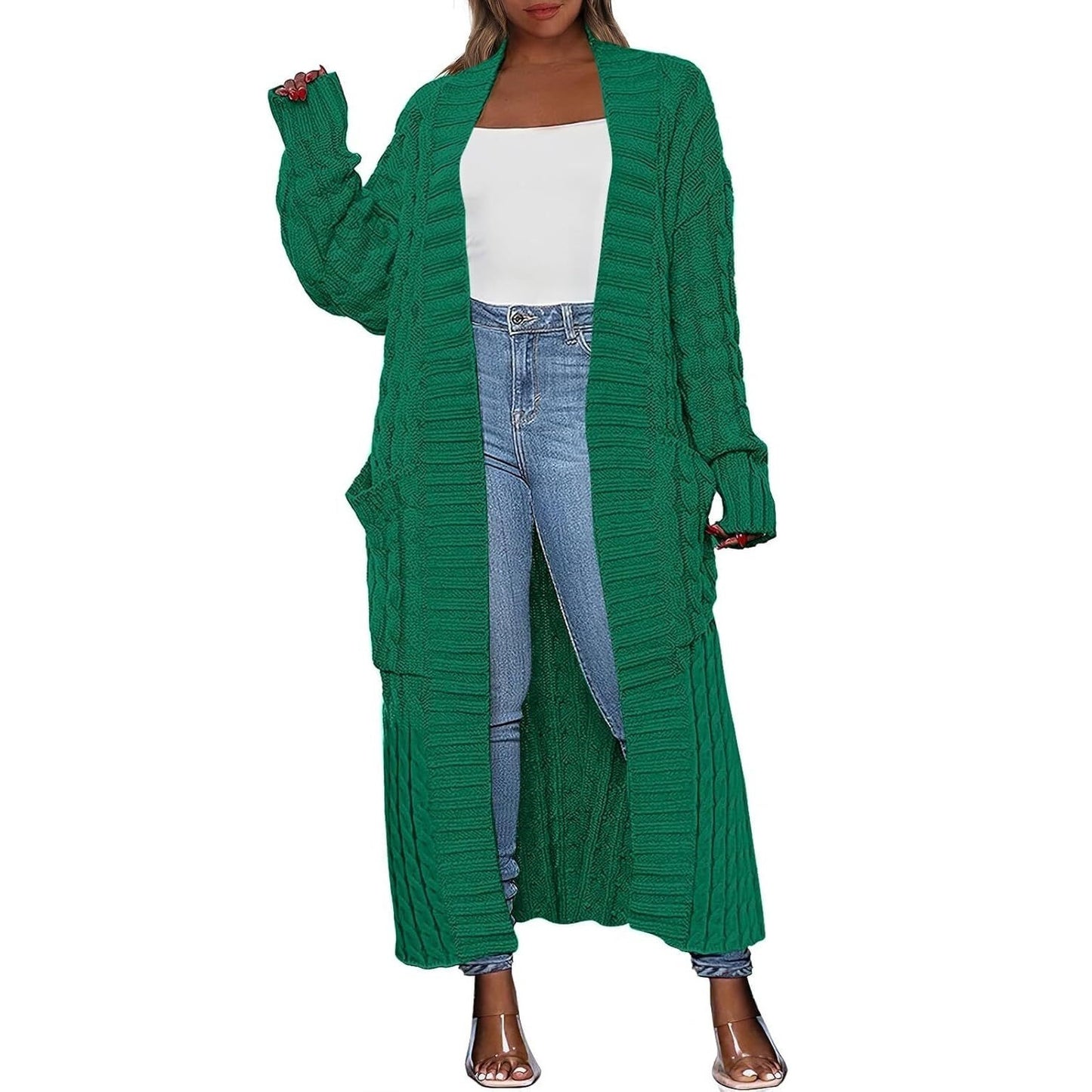 LBF-Women's Long Cardigan 2025 Oversized Coat Long Sleeve Open Cardigan Knitted Extra