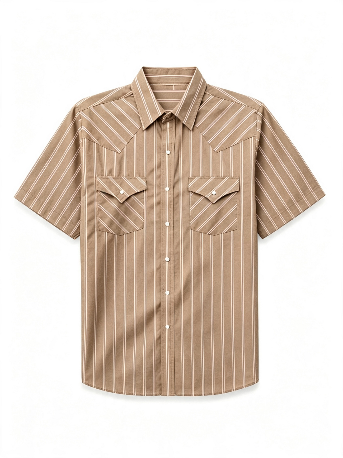 Men's Western Stripe Snap Shirt with Pocket - Short Sleeve Casual Cowboy Shirt