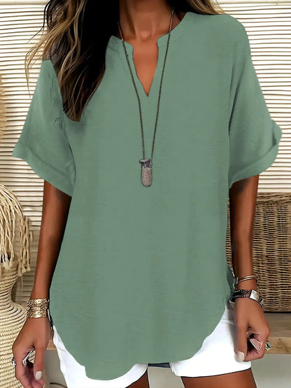 Women's Plain Short Sleeve Blouse